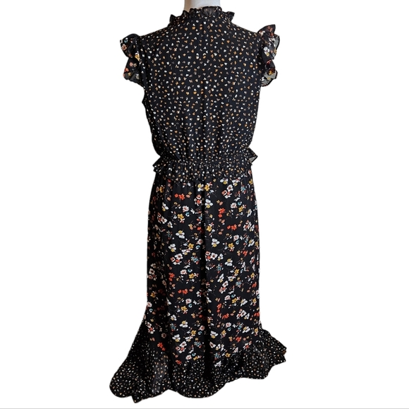 Ava James Floral Print Maxi Dress Sz M Peplum Waist Boho Fairy Whimsigoth Grunge - Picture 8 of 16